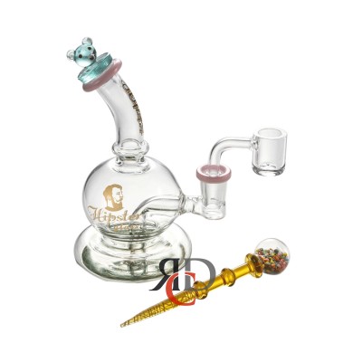 WATER PIPE HIPSTER BEAR DAB RIG, BANGER CAP & QUARTZ BANGER WP15008 1CT